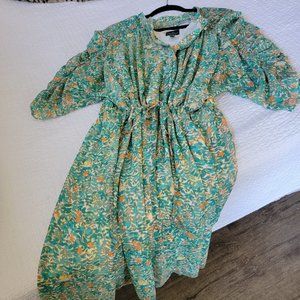 Adrianna Papell Dress Tie Waist, 3/4 Sleeve, Tea Length 20W